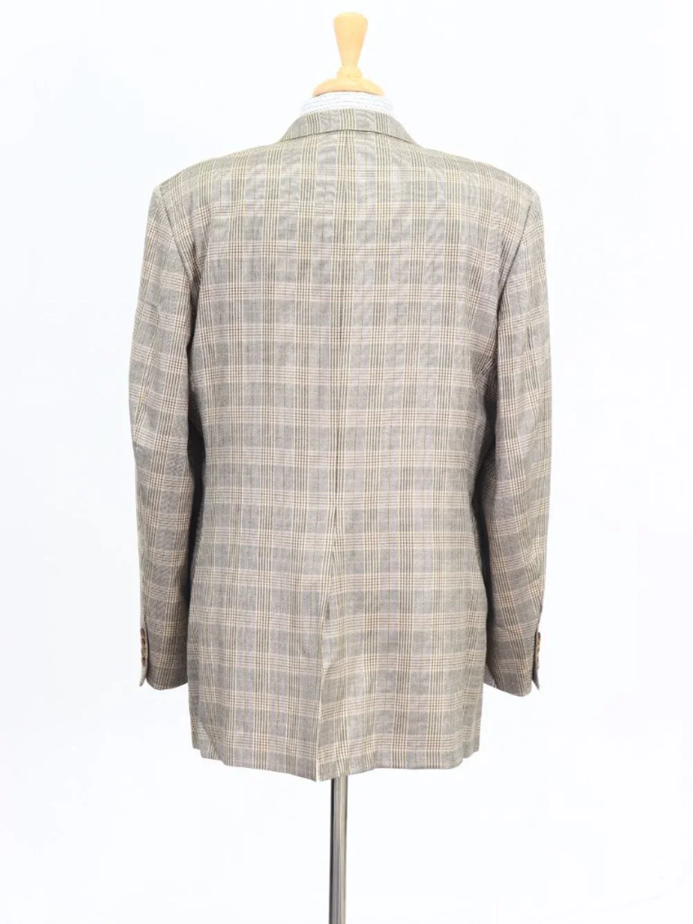 Hickey Freeman 46L Beige Blazer Sport Coat Jacket 2-Button Check W887